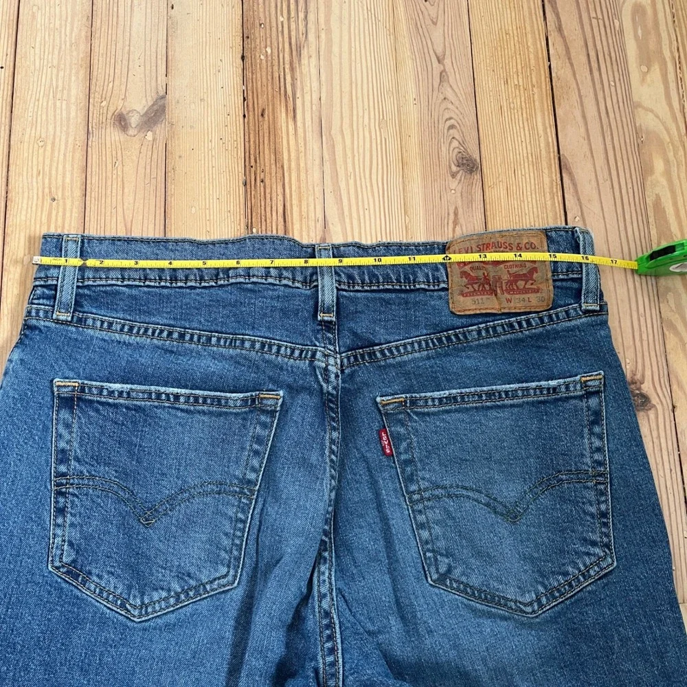 Levi Strauss 511 Slim‎ Fit Jeans Mens 34x30 Medium Wash Blue Distressed Ripped